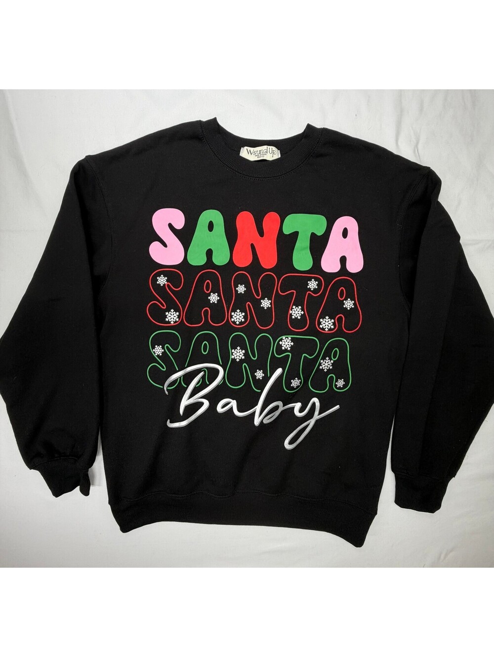 Wound Up Kids Sweatshirt Holiday Santa Baby Graphic Pullover Size XS (0-2) Black